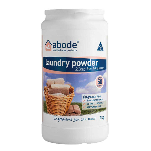 Abode Front & Top Loader Laundry Powder - Zero - 1kg