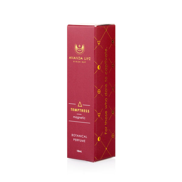 Temptress botanical perfume oil roller with luxury perfume box packaging