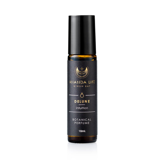Delune botanical perfume oil roller natural rose and sacred woods fragrance – Ananda Life