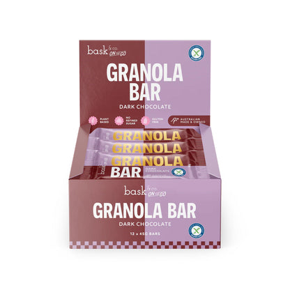Bask and Co Dark Chocolate Granola Bars - 12x45g - L'Organic