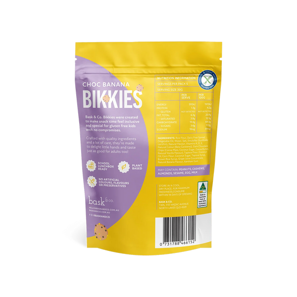 Bask and Co Gluten Free Bikkies Choc Banana - 150g - L'Organic
