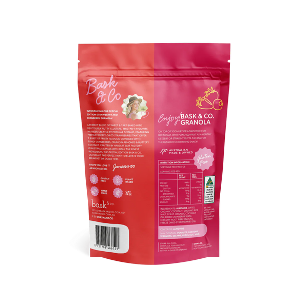 Bask and Co Gluten Free Granola Clusters Strawberry & Cranberry - 250g - L'Organic
