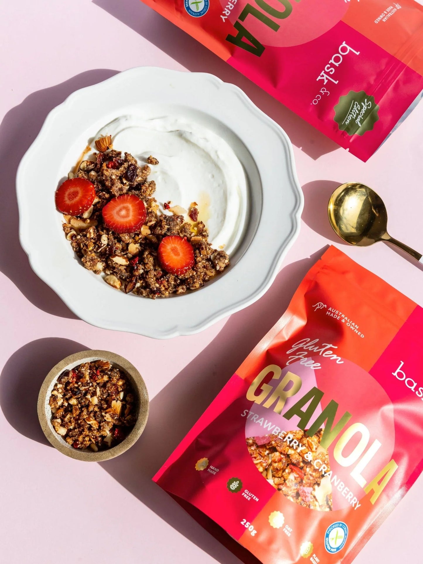 Bask and Co Gluten Free Granola Clusters Strawberry & Cranberry - 250g - L'Organic