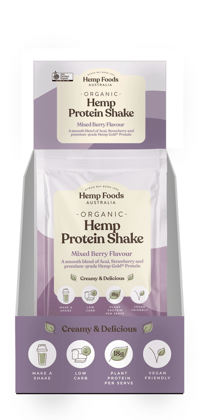 Hemp Foods Aus Organic Hemp Protein Shake Mixed Berry - 7 x 35g Sachet - L'Organic