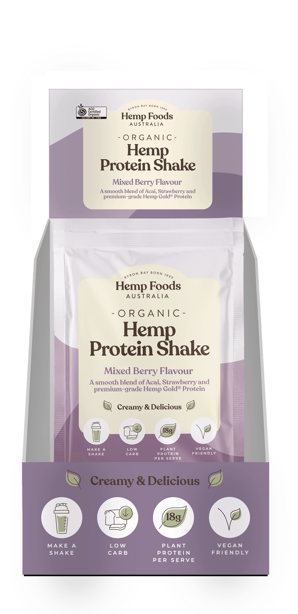 Hemp Foods Aus Organic Hemp Protein Shake Mixed Berry - 7 x 35g Sachet - L'Organic
