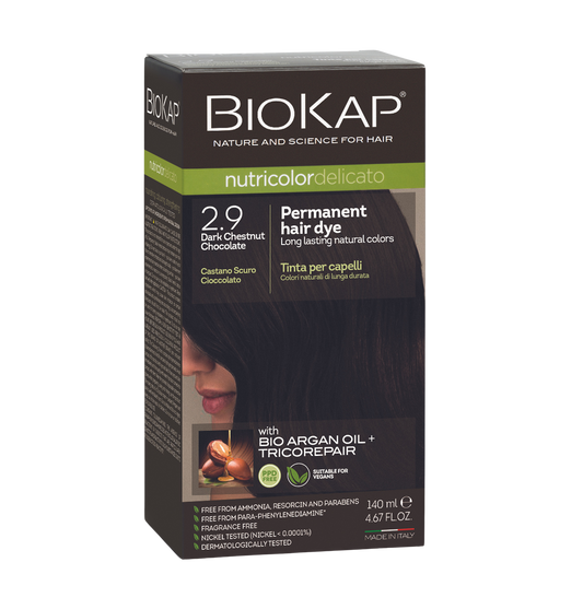 Biokap permanent hair dye box with a woman's face on a white background