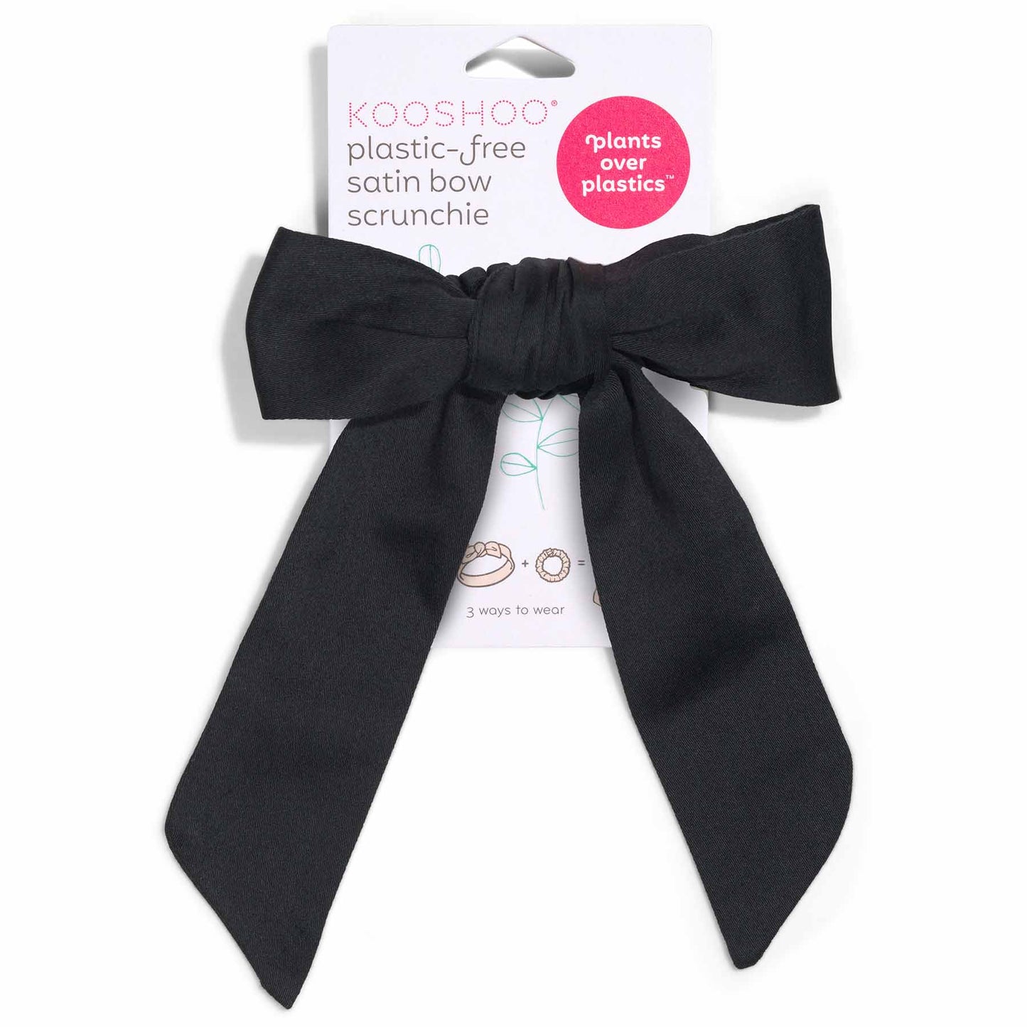 Kooshoo Plastic-free Satin Bow Scrunchie - Black
