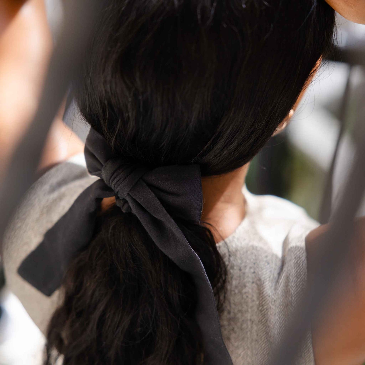 Kooshoo Plastic-free Satin Bow Scrunchie - Black