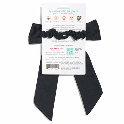 Kooshoo Plastic-free Satin Bow Scrunchie - Black