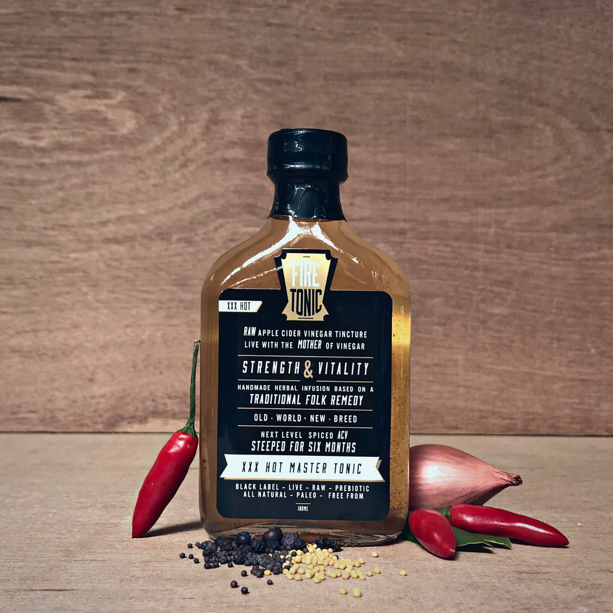 Fire Tonic Apple Cider Vinegar Tonic - Black Label Extra Hot - 180ml