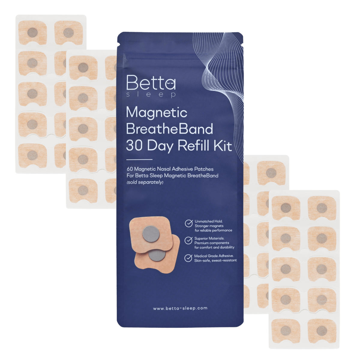 Betta Sleep Magnetic BreatheBand Adhesive Patch Refill - 60 Patches