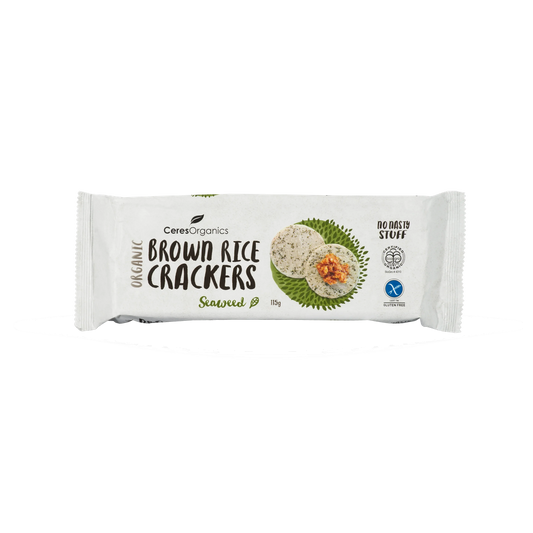Ceres Organics Brown Rice Crackers Green Tea & Seaweed - 115g - L'Organic