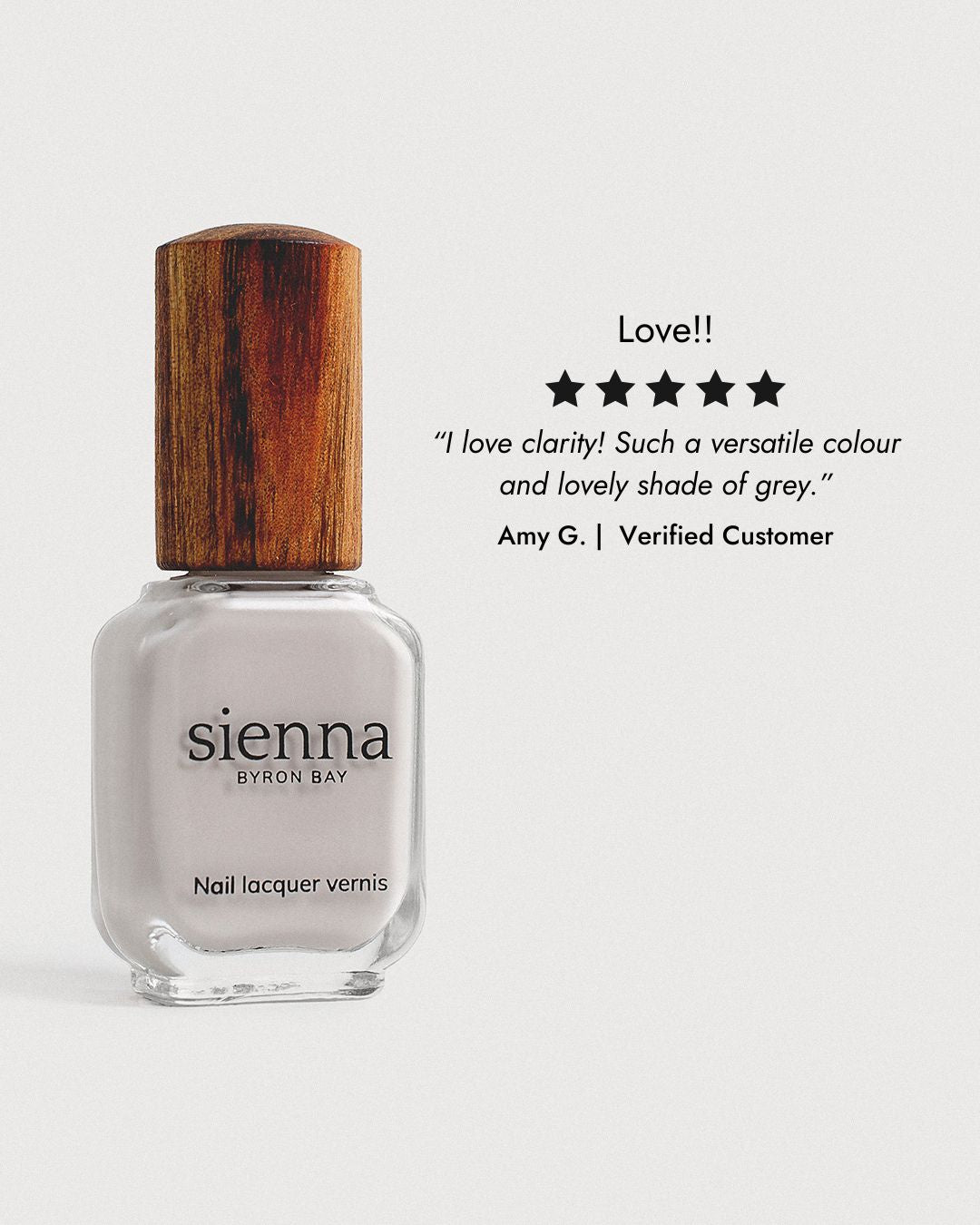 Sienna Nail Polish Clarity - Light Cool Grey - 10ml