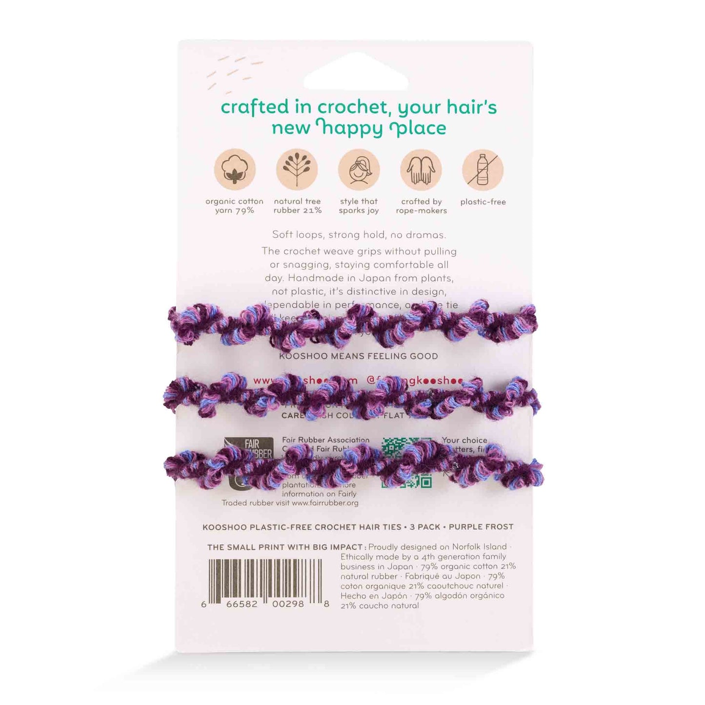 Kooshoo Plastic-Free Crochet Hair Ties - Purple Forest