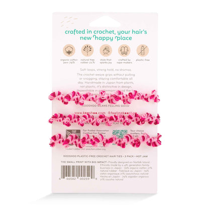 Kooshoo Plastic-Free Crochet Hair Ties - Hot Jam