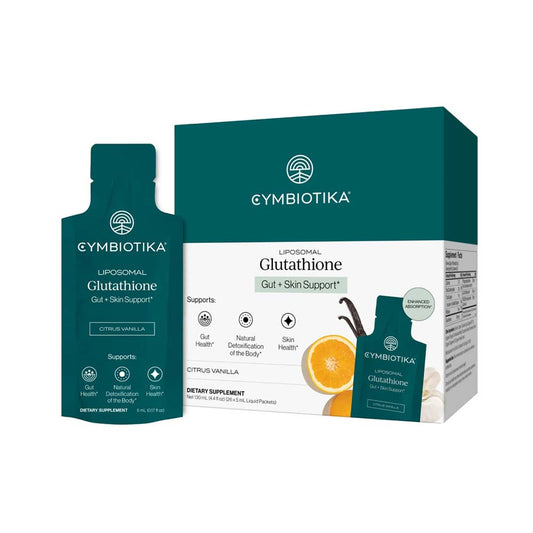 Cymbiotika Glutathione supplement packaging on a white background