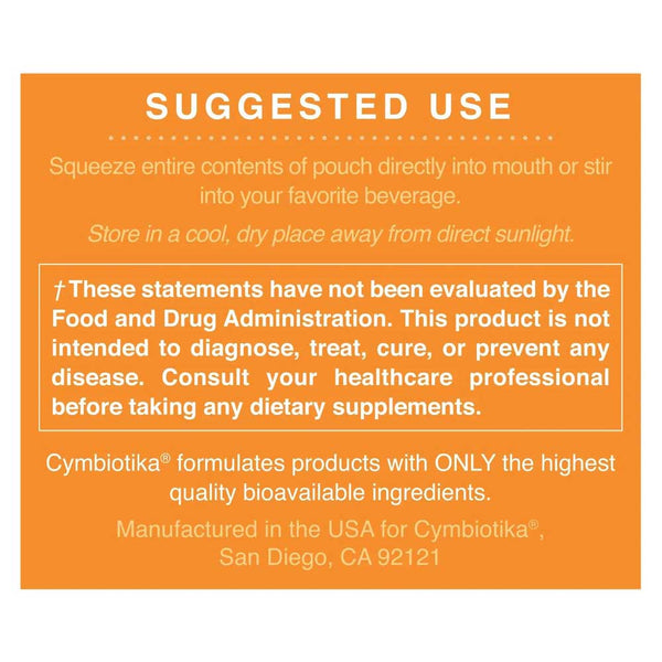Product label with 'Suggested Use' and safety information on an orange background