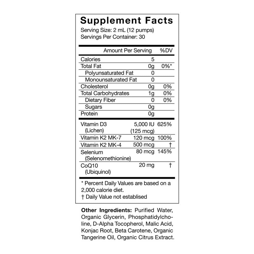 Supplement facts label with detailed nutritional information on a white background