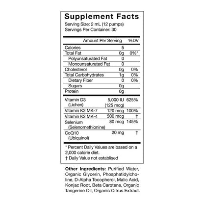 Supplement facts label with detailed nutritional information on a white background
