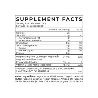 Supplement facts label with nutritional information on a white background