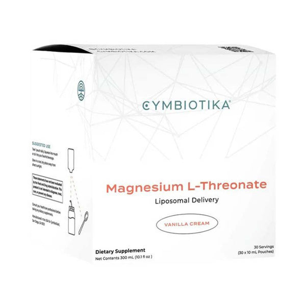 Cymbiotika Magnesium L-Threonate dietary supplement packaging on a white background