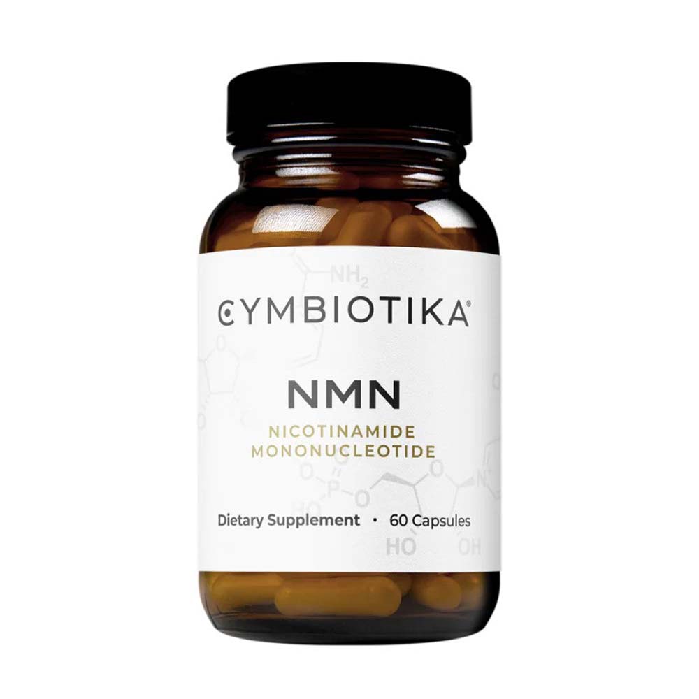 Cymbiotika NMN dietary supplement bottle on a white background