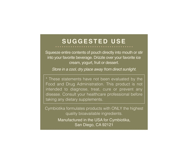 Product label with suggested use and manufacturing information on a white background