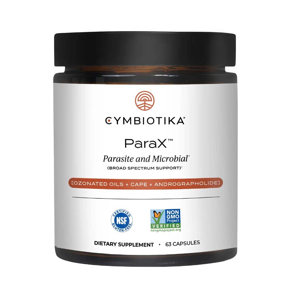 Cymbiotika ParaX dietary supplement container on a white background