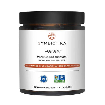 Cymbiotika ParaX dietary supplement container on a white background