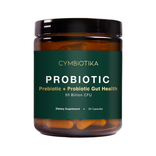 Cymbiotika probiotic supplement jar on a white background