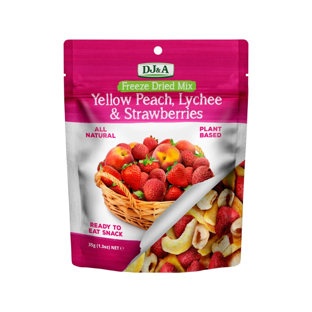 DJ&A Freeze Dried Yellow Peach, Lychee & Strawberries - 10x35g
