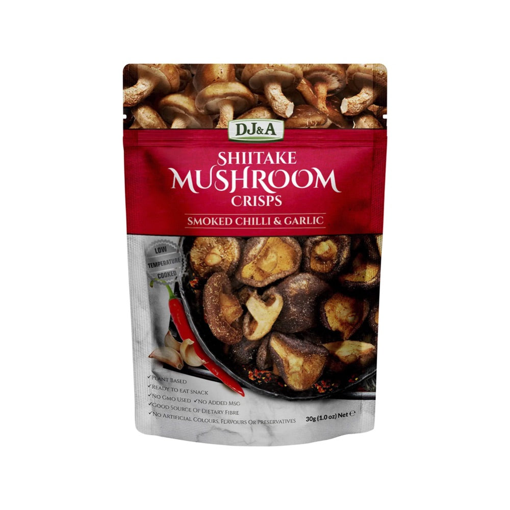 DJ&A Shiitake Mushroom Crisps Smoked Chilli & Garlic - 12x30g