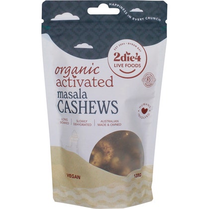2DIE4 LIVE FOODS Activated Organic Masala Cashews 120g - L'Organic