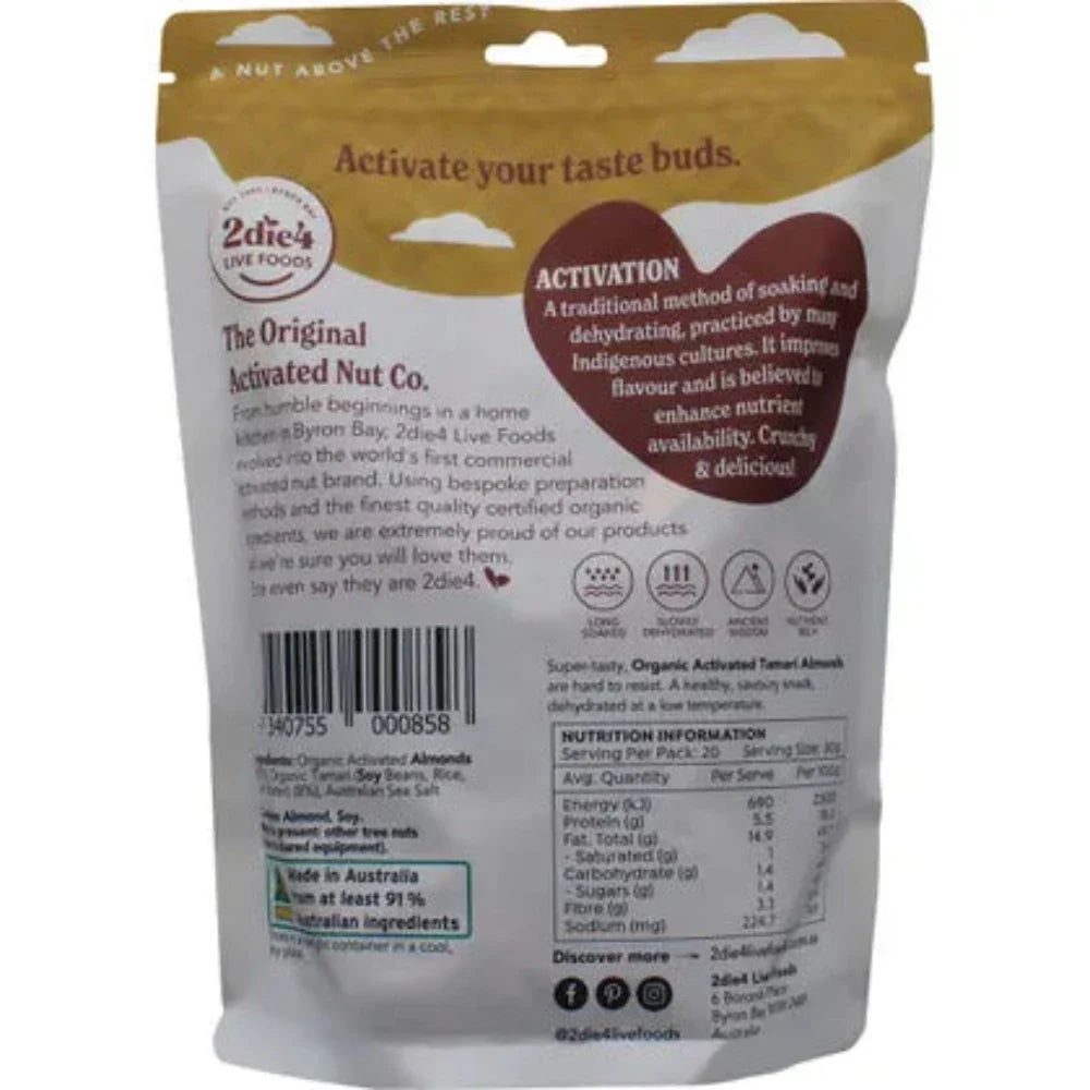 2DIE4 LIVE FOODS Activated Organic Tamari Almonds 600g - L'Organic