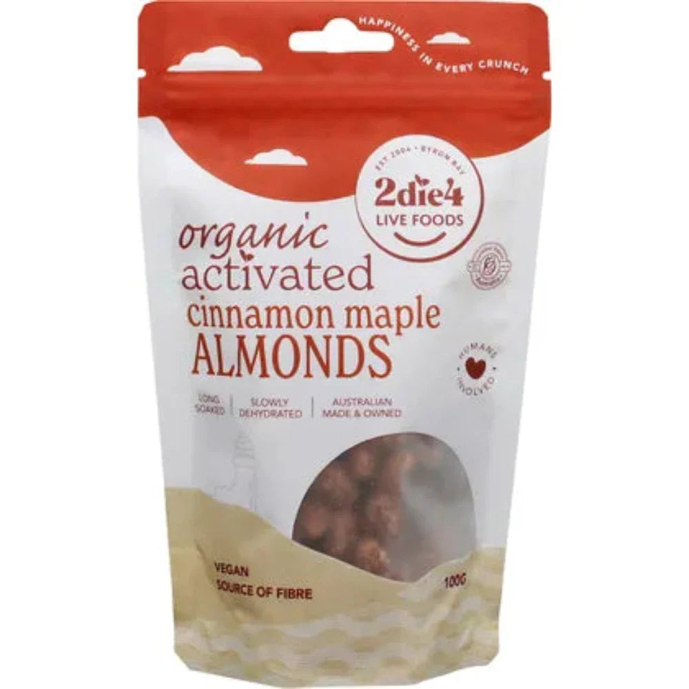 2DIE4 LIVE FOODS Organic Activated Almonds Cinnamon Maple 100g - L'Organic