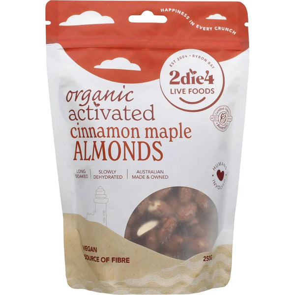 2DIE4 LIVE FOODS Organic Activated Almonds Cinnamon Maple 250g - L'Organic