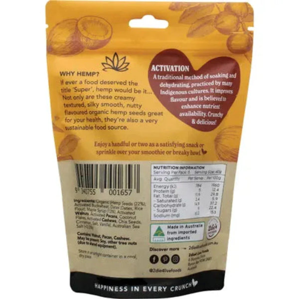 2DIE4 LIVE FOODS Hemptations Salted Maple 200g - L'Organic