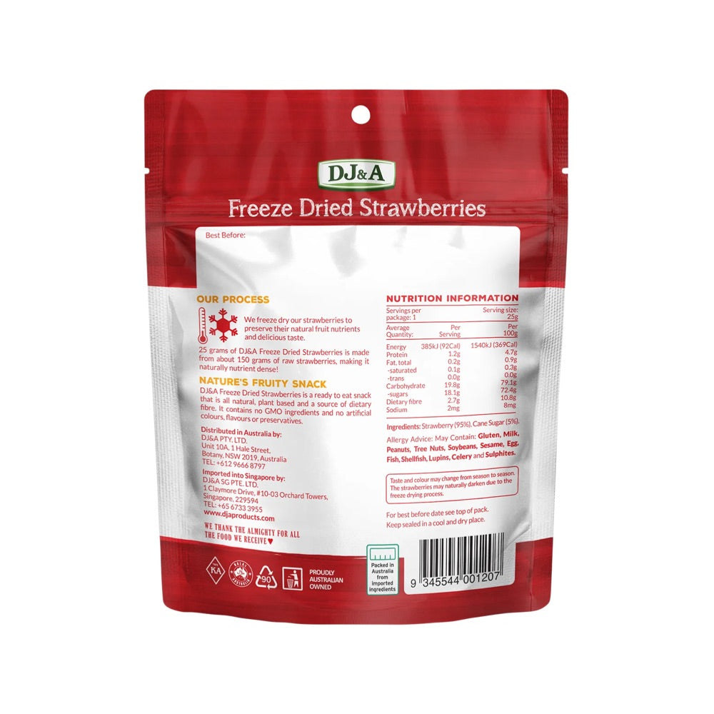 DJ&A Freeze Dried Strawberries - 10x25g