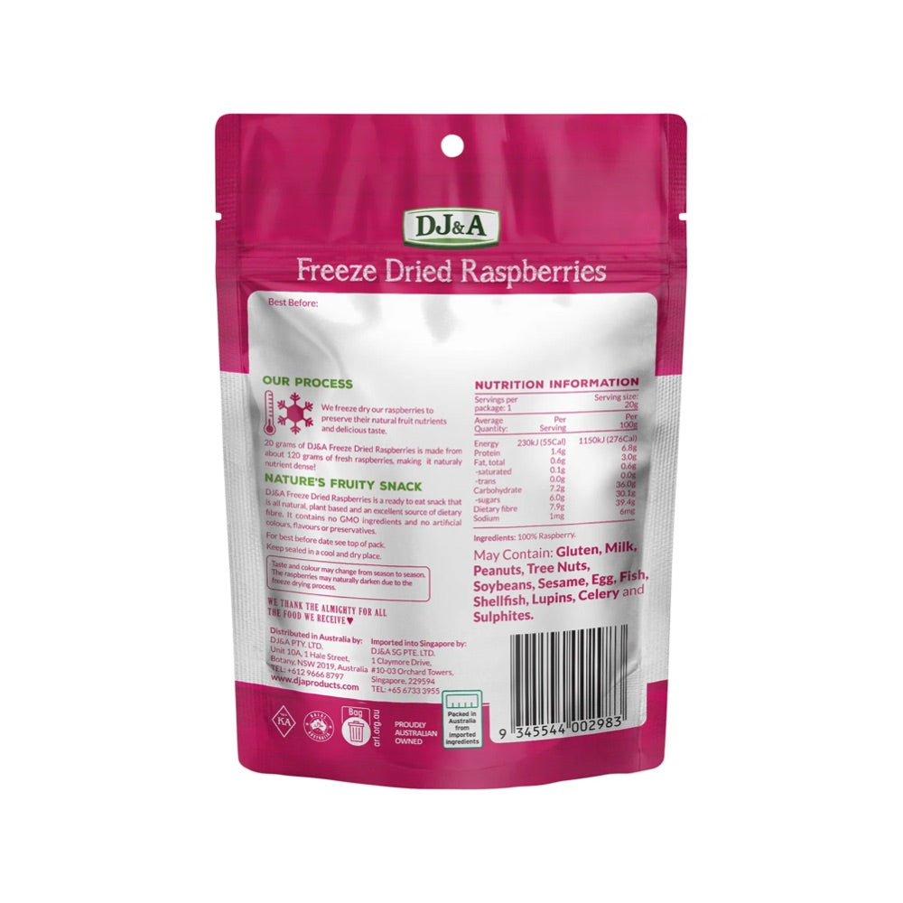 DJ&A Freeze Dried Raspberries - 10x20g