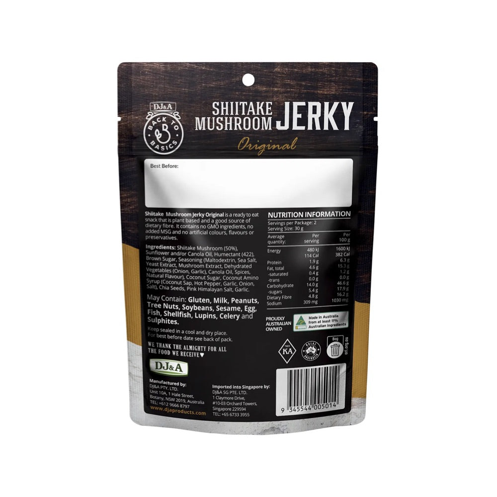 DJ&A Shiitake Mushroom Jerky Original - 12x60g