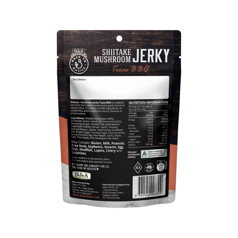 DJ&A Shiitake Mushroom Jerky Texas BBQ - 12x60g