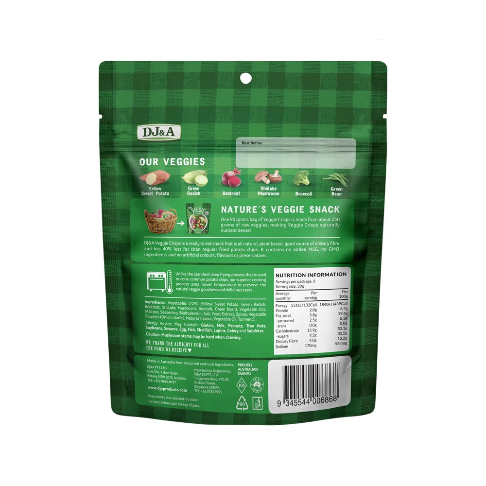 DJ&A Veggie Crisps Original - 9x90g