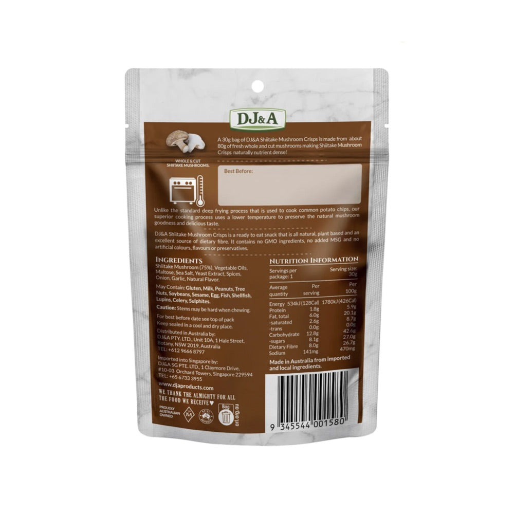 DJ&A Shiitake Mushroom Crisps - 12x30g