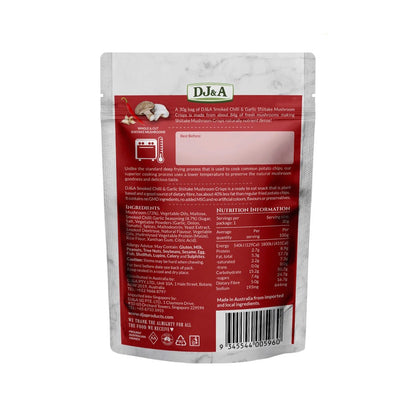 DJ&A Shiitake Mushroom Crisps Smoked Chilli & Garlic - 12x30g