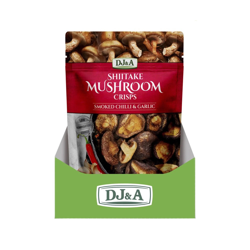 DJ&A Shiitake Mushroom Crisps Smoked Chilli & Garlic - 12x30g