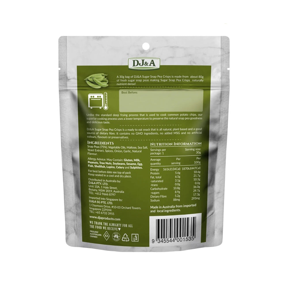 DJ&A Sugar Snap Pea Crisps - 10x30g