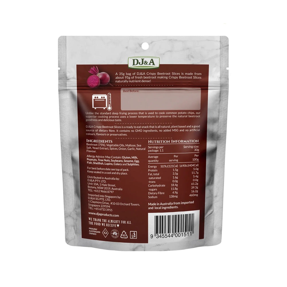 DJ&A Crispy Beetroot Slices - 10x35g