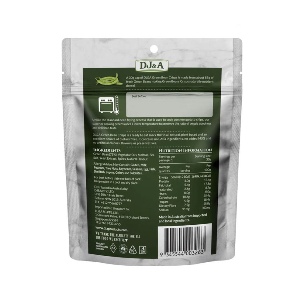 DJ&A Green Bean Crisps - 10x30g