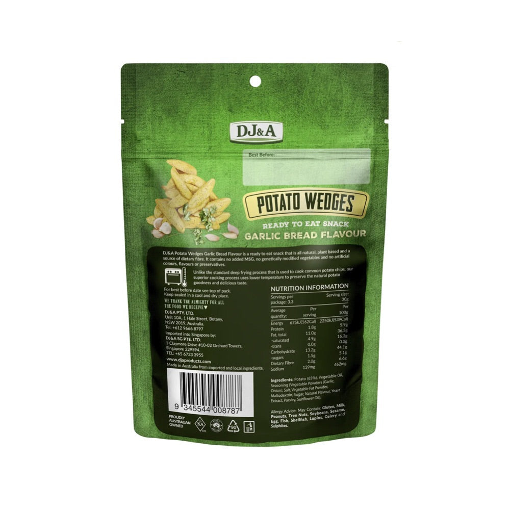 DJ&A Potato Wedges Garlic Bread Flavour - 9x100g