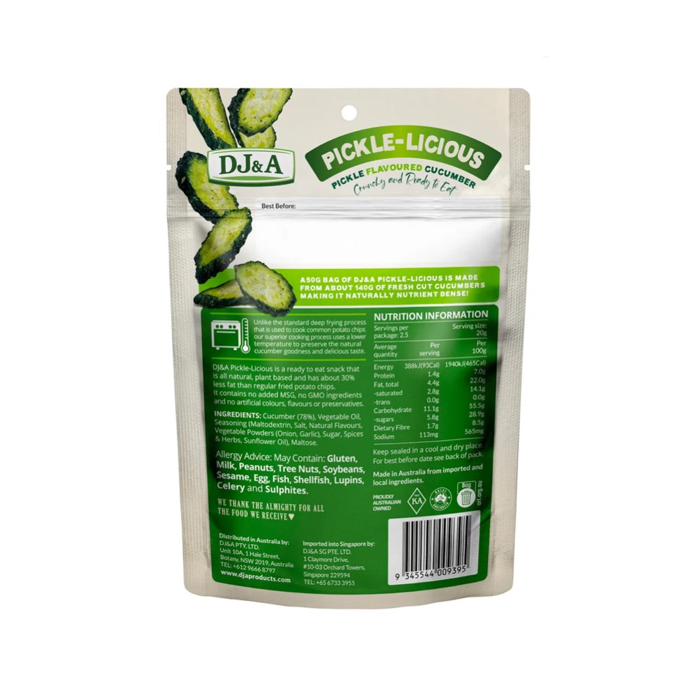 DJ&A Pickle-Licious Pickle Flavoured Cucumber - 9x50g